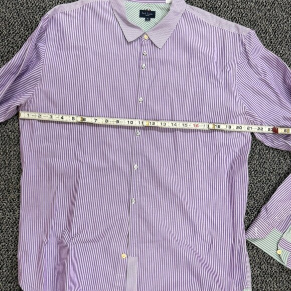 Paul Smith Jeans Mens XL Slim fit Purple striped Dress Shirt - Picture 7 of 8